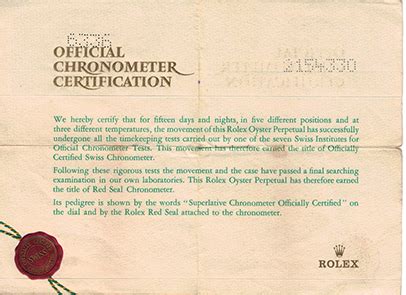 rolex chronometer certification